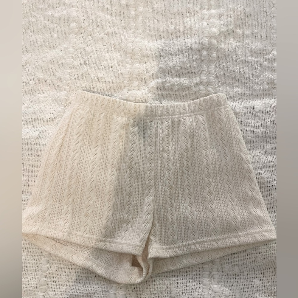 SHEIN cable knit white shorts